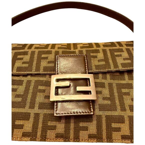 Fendi FF Tobacco Zucca Baguette Shoulder Bag  Canvas Leather SHW Authentic CoA - Picture 3 of 16